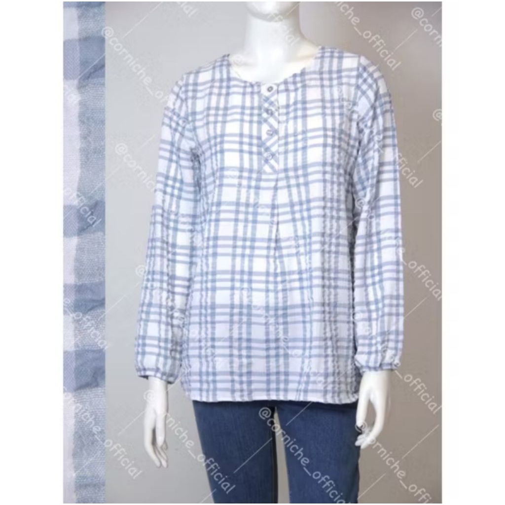 Alma Crincle Blouse - CORNICHE, Pakaian Wanita