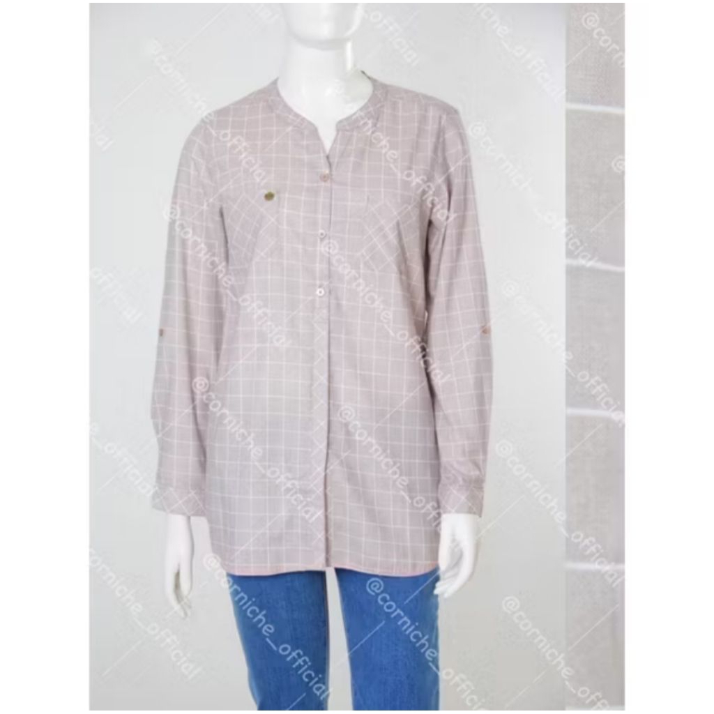 Sheeta Brown Blouse - CORNICHE, Pakaian Wanita