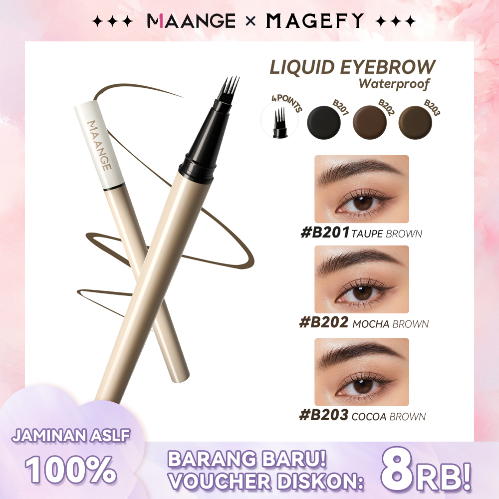 [DISKON 3k] MAANGE 4  Point Waterproof Liquid Eyebrow  Tahan Air 24 Jam Tidak Mudah Teroksidasi Dan 