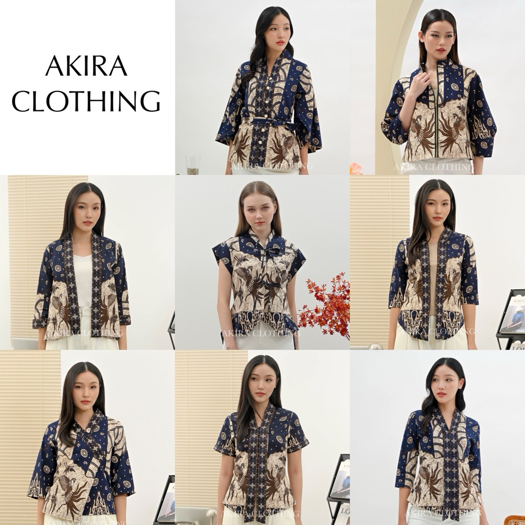 Atasan Batik Wanita Modern Navy AAI - Batik Couple - Batik Seragam - Batik Unik - Dress Batik - Bati