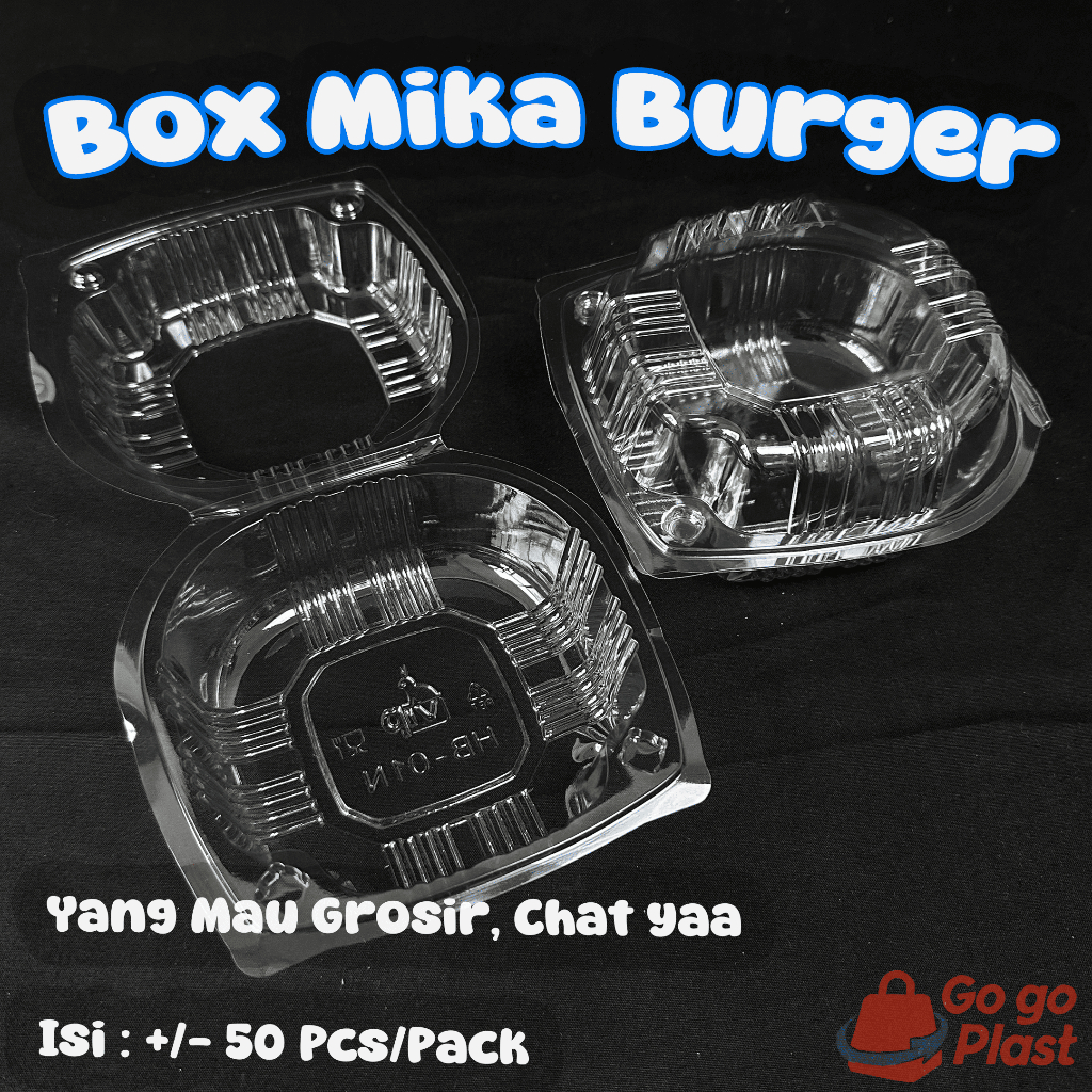 Mika Burger VIP / Tempat Burger Plastik Isi 50 Pcs / Mika Bento Bulat