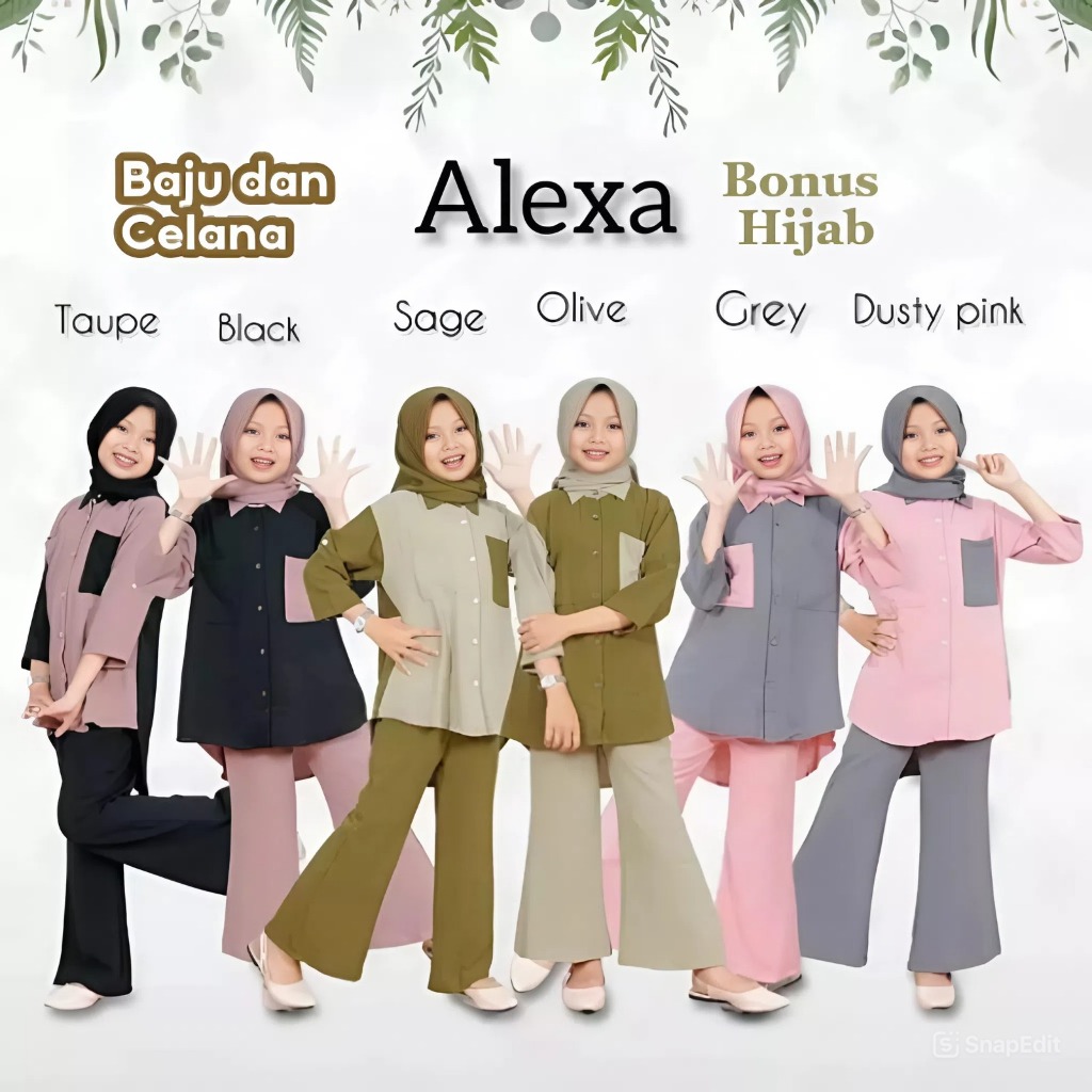 Baju Muslim Cewe 9-13Tahun Swetelan Stelan Perempuan Umur 6-10Th Idul Fitri Setelan Anak Cewek Umur 