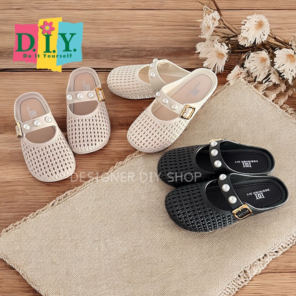 [D.I.Y] Sandal Flat Jelly Sendal Wanita Elegan  Premium Sandal Princess French-Slip On  Selop Model 