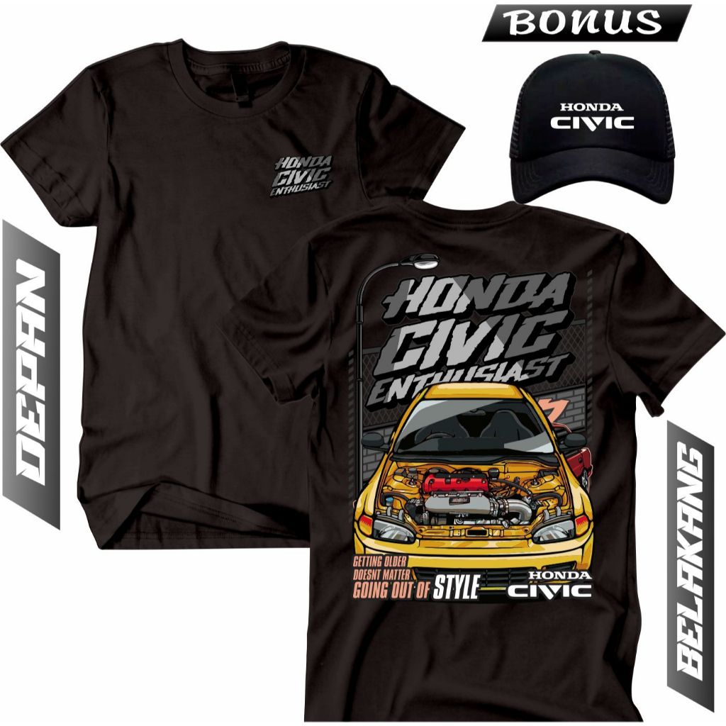 KAOS HONDA CIVIC ENTHUSIAST – BONUS TOPI KEREN