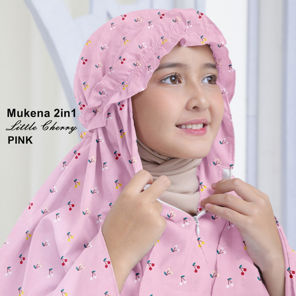 Mukena Travel Anak 2in1 SD Katun Polos Adem Umur 5 6 7 8 9 10 11 12 Tahun Model 2 in 1 Melani
