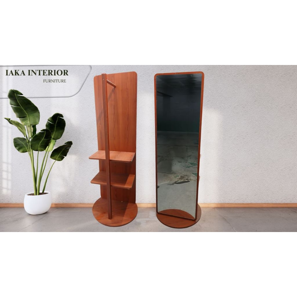 CERMIN FULL BODY MULTIFUNGSI – 3mm + RAK GANTUNG + RODA NYLON