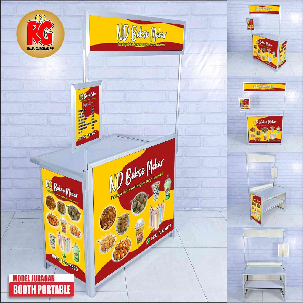 Booth Portable Meja Lipat Gerobak Lipat Almunium Praktis Murah Raja Gerobak 99 Gresik Surabaya