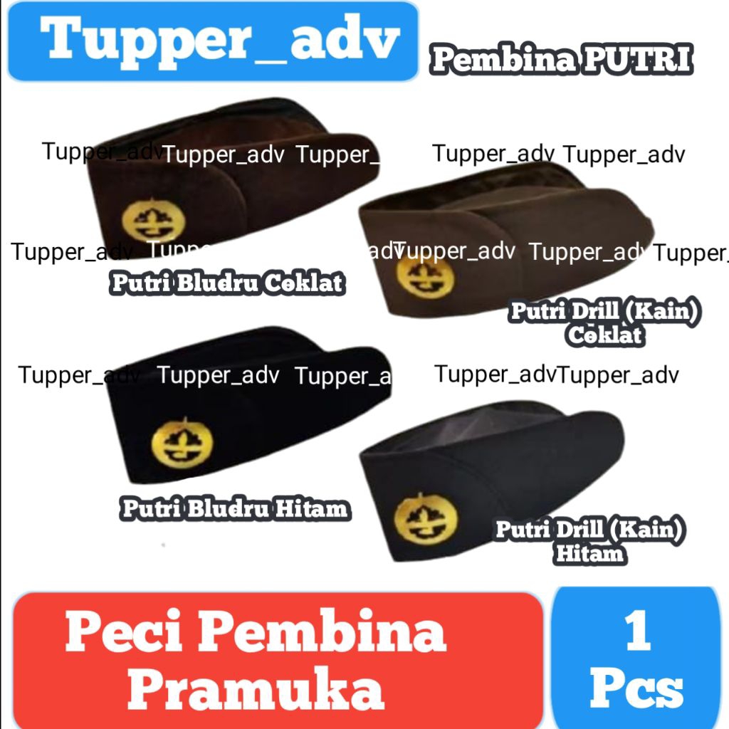 Peci Pramuka + Pin PUTRI / Peci Pembina Pramuka + Pin (Krawang) / Topi Peci Pembina Pramuka
