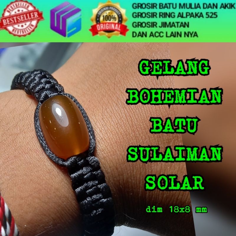 GELANG BOHEMIAN BATU SOLAR MADU TUNGGAL