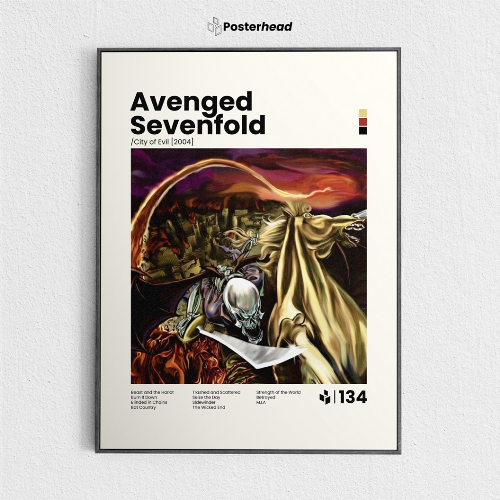 Poster Avenged Sevenfold - City of Evil - Frameblock Hiasan Dinding - Posterhead