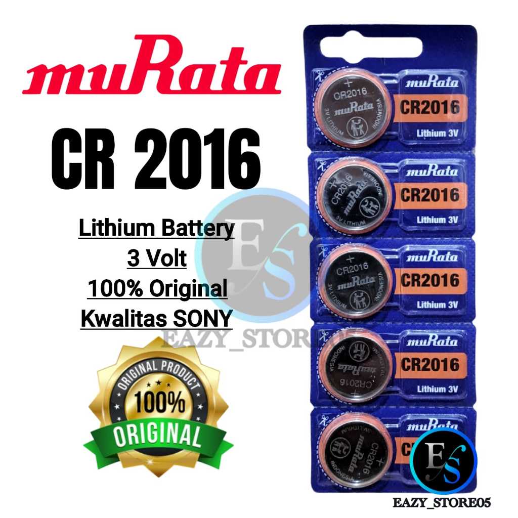 Murata CR2016 3V Original Batre CR 2016 Lithium Battery Pengganti CR2016 H Kwalitas SONY Ori