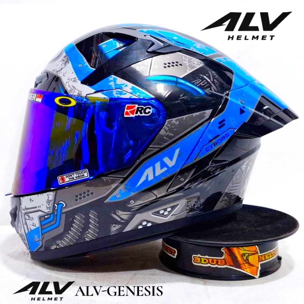 Helm ALV Genesis cybrog blue paket ganteng Spoiler 3D Original ALV