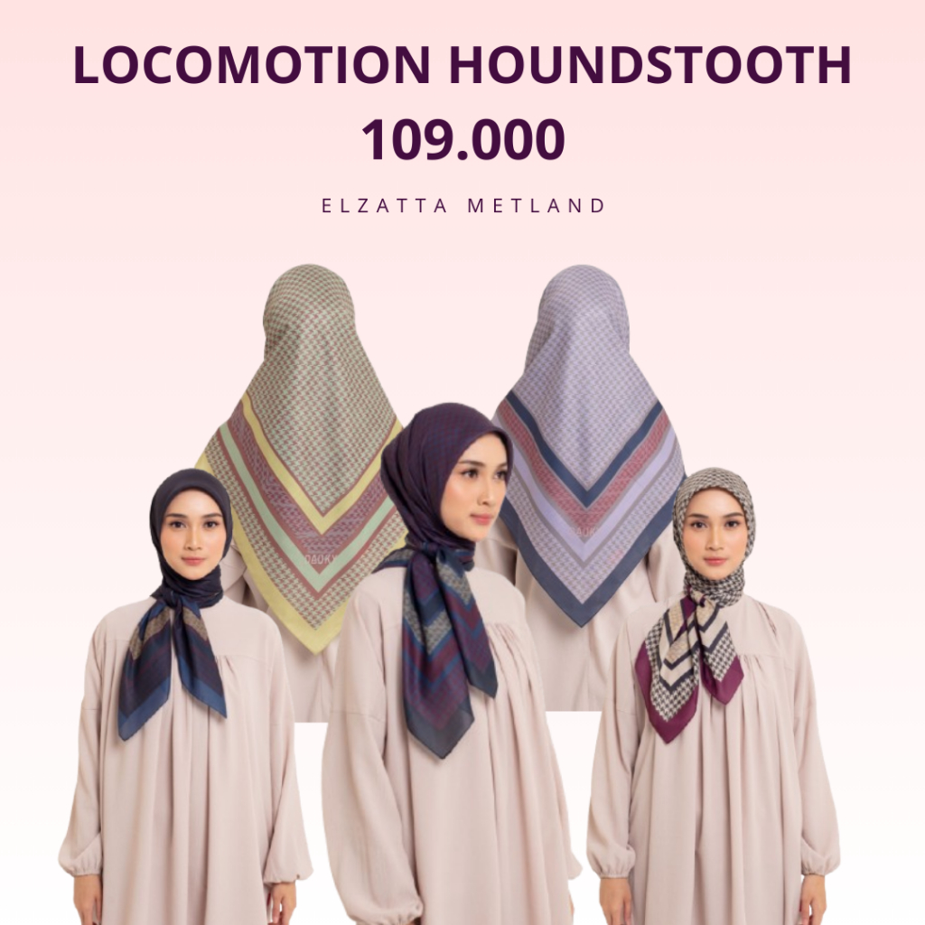 Dauky  Locomotion Houndstooth Scarf  Jilbab Segi Empat Kerudung Dauky Motif hijab elzatta dauky baha