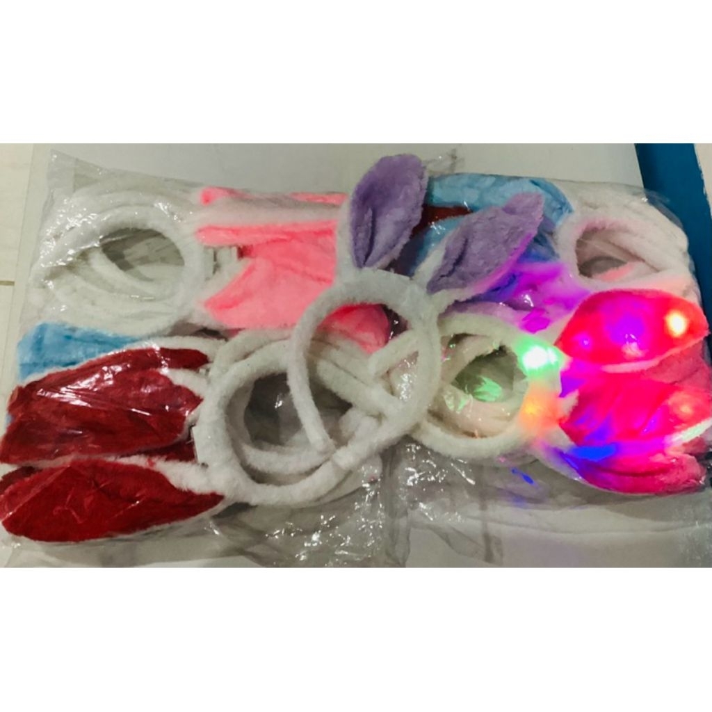 LUSINAN Bando bulu keinci LED, bando bulu kelinci terbaru kelap kelip (LED) isi 12pcs