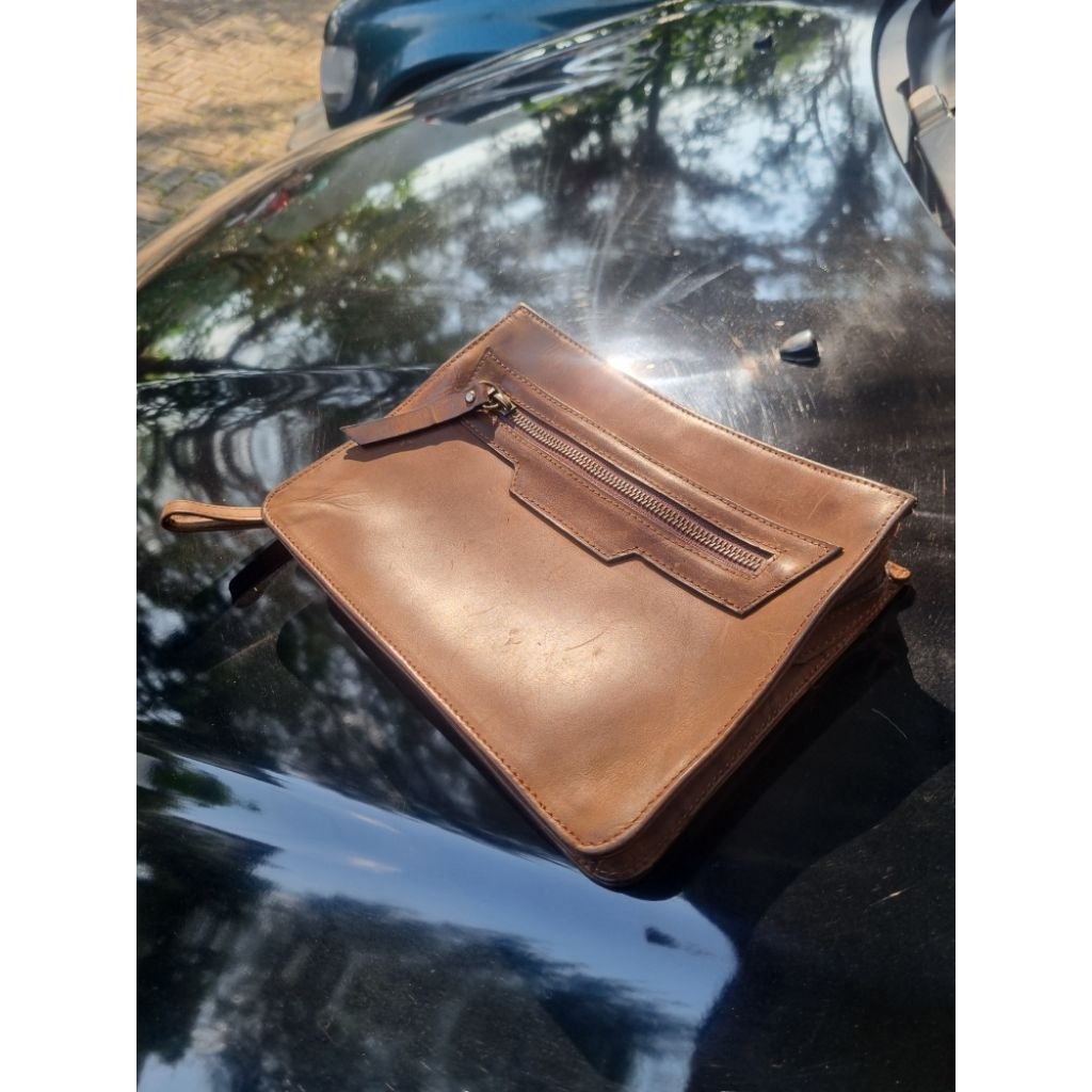 Hand Bag Crazy Horse Patina Clutch Tas Kulit