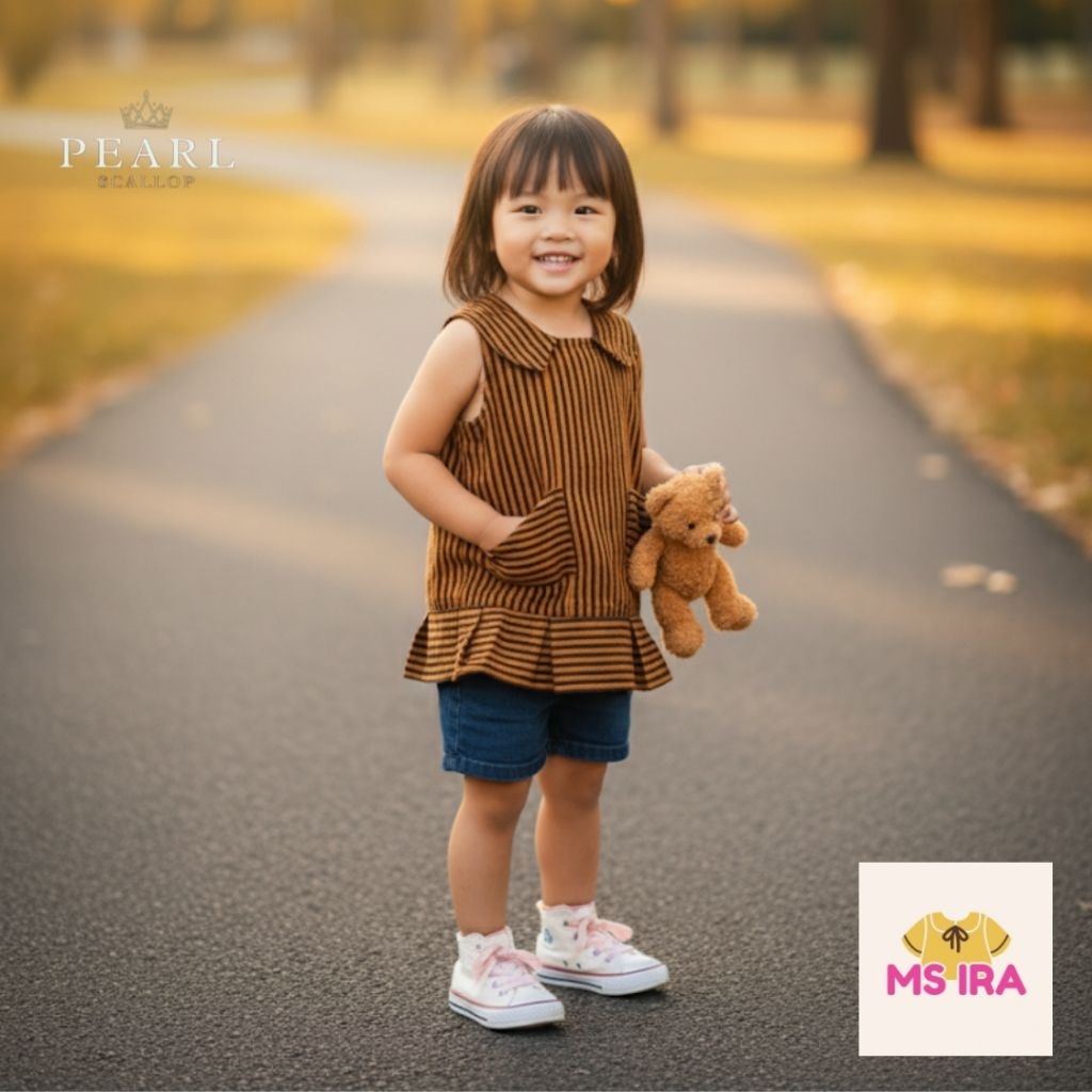 Baju Tenun Anak Perempuan Coklat