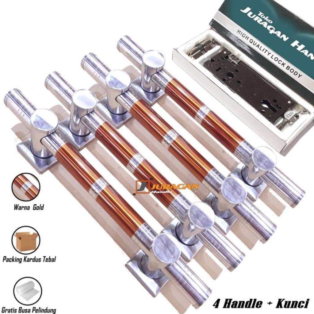 Gagang 4 Untuk Dua Pintu 45 cm - Handle Kunci Pintu Minimalis Mewah Elegan -