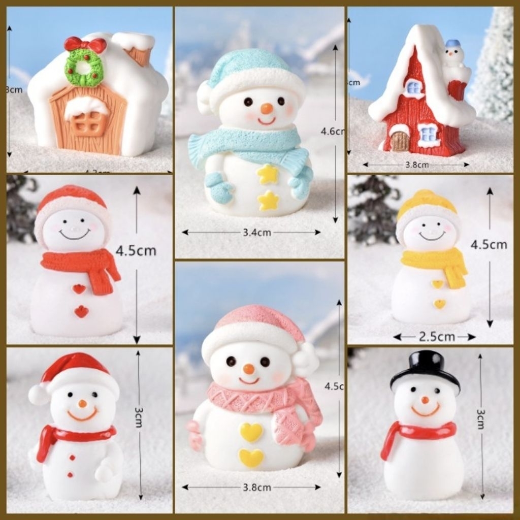 Miniatur Boneka Manusia Salju Rumah Natal Snowman dekorasi Maket Landscape Diorama Hiasan Kado Toppe