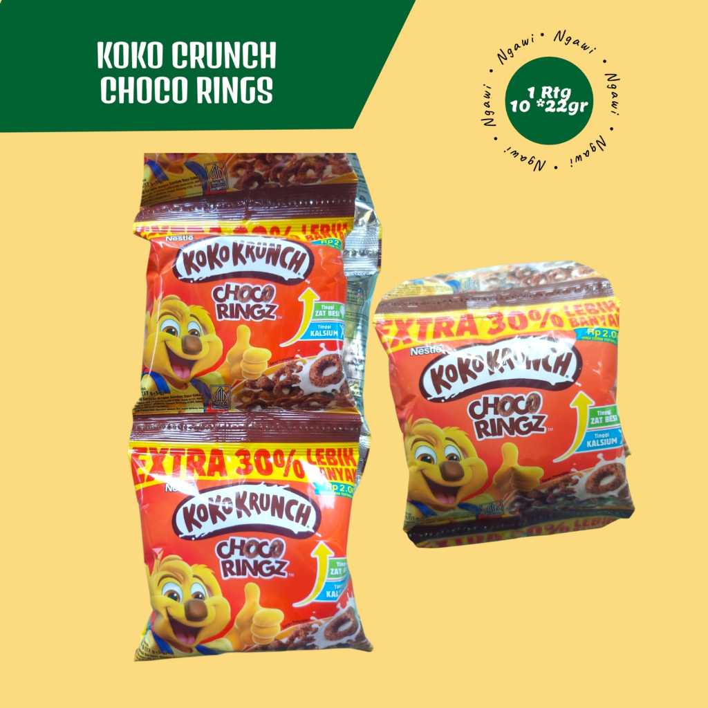 NESTLE Kokokrunch sereal mini Choco ringz 22gr, koko crunch, 1 renteng isi 10