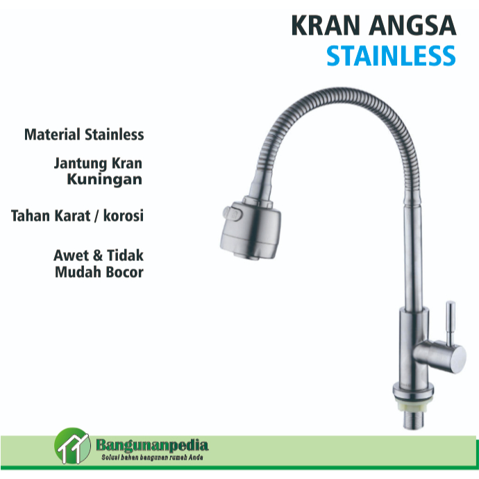 KRAN BAK CUCI PIRING STAINLESS / KRAN AIR CUCI PIRING WASTAFEL FLEKSIBLE / KRAN TEMBOK KRAN TANAM WA