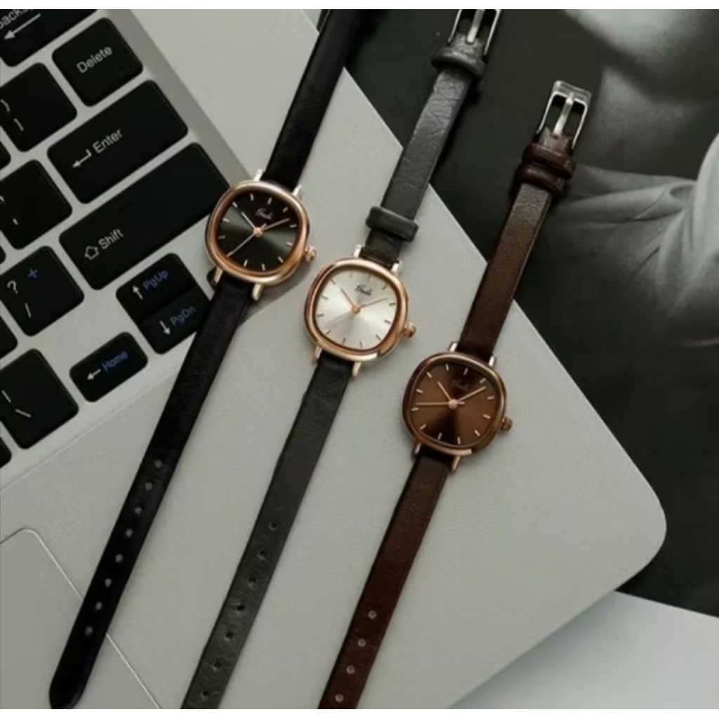 ￼Fantasic Jam Tangan Wanita ORIGINAL GEDI Tali Kulit Jam Analog Korea Vintage Anti Air Water Resista