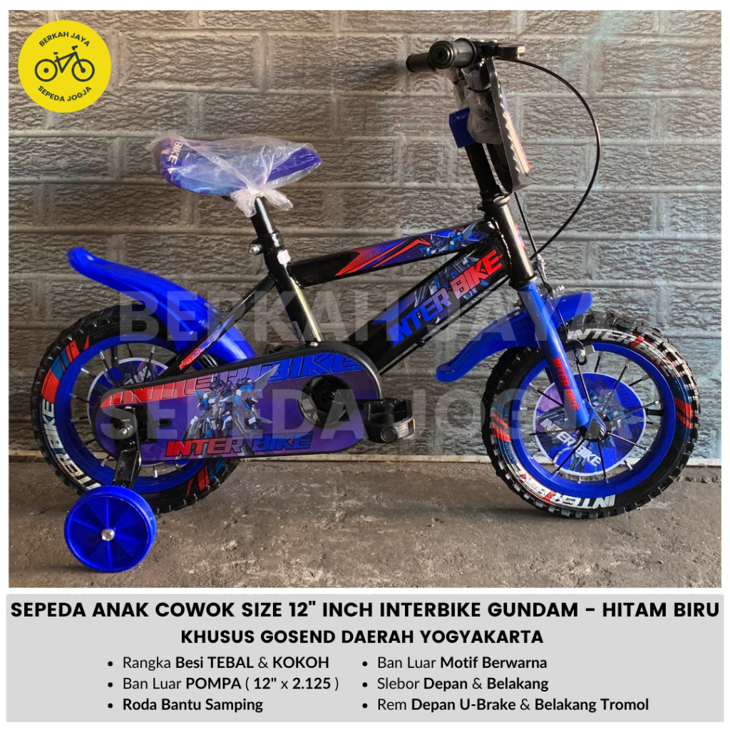 Sepeda Anak Cowok 12 inch BMX Interbike Inter Bike Gundam Ban Pompa