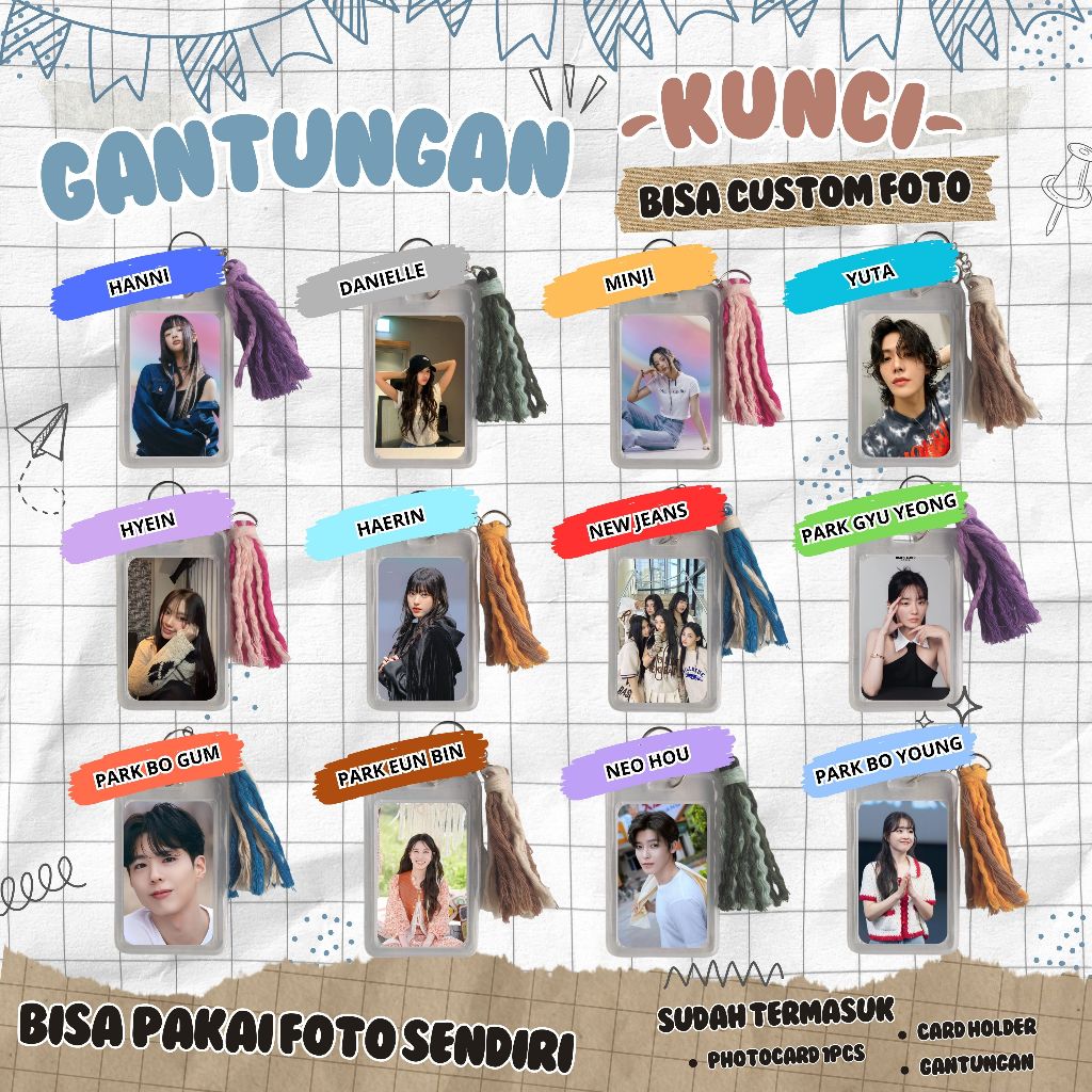 (BISA CUSTOM) GANTUNGAN KUNCI MACRAME KPOP | YUTA I NEO HOU I NEW JEANS I DANIELLE I HAERIN I HANNI 