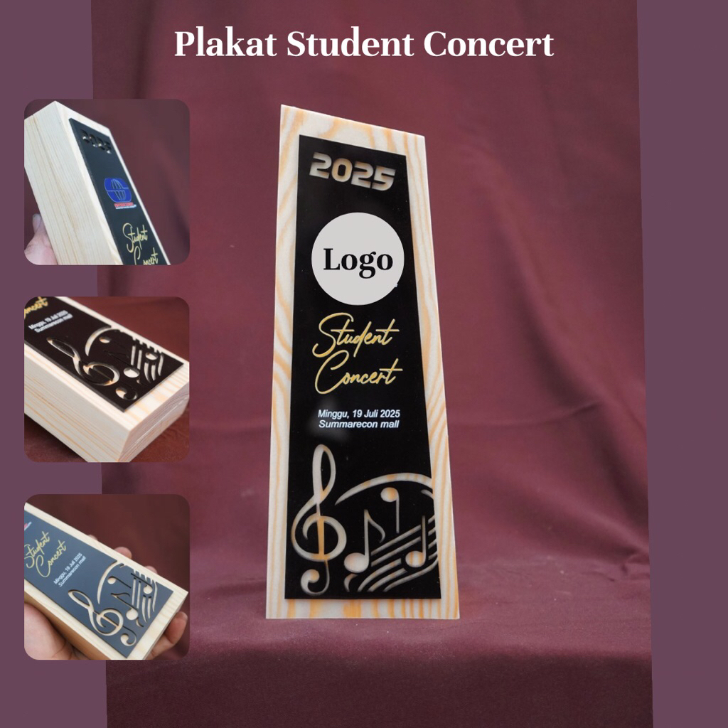 Plakat Akrilik Musik / Not Balok / Piala Nada Musik / Piala Musik / Piala Student Konser / Thropy Mu