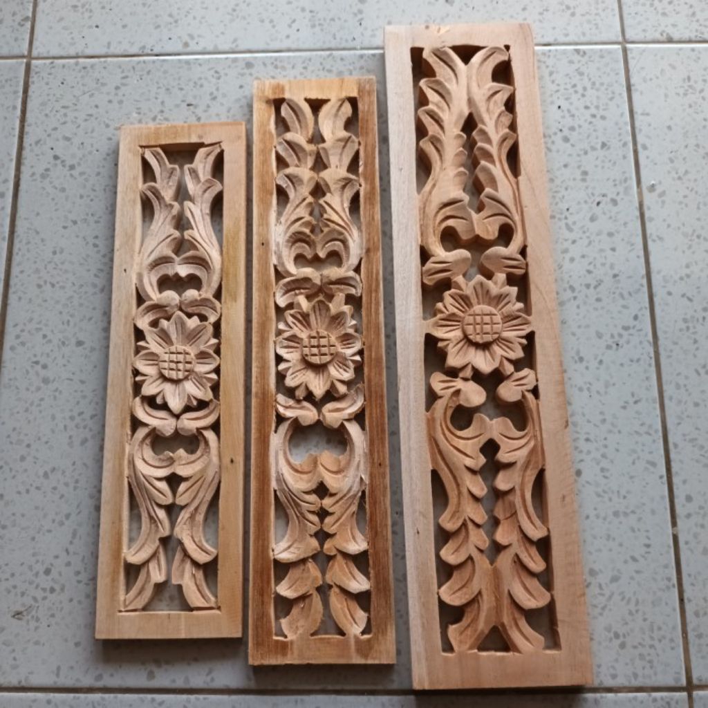 10*35cm Ornamen ukir kayu Loster roster angin angin kusen pintu jendela dekorasi ukir ukiran kayu lo
