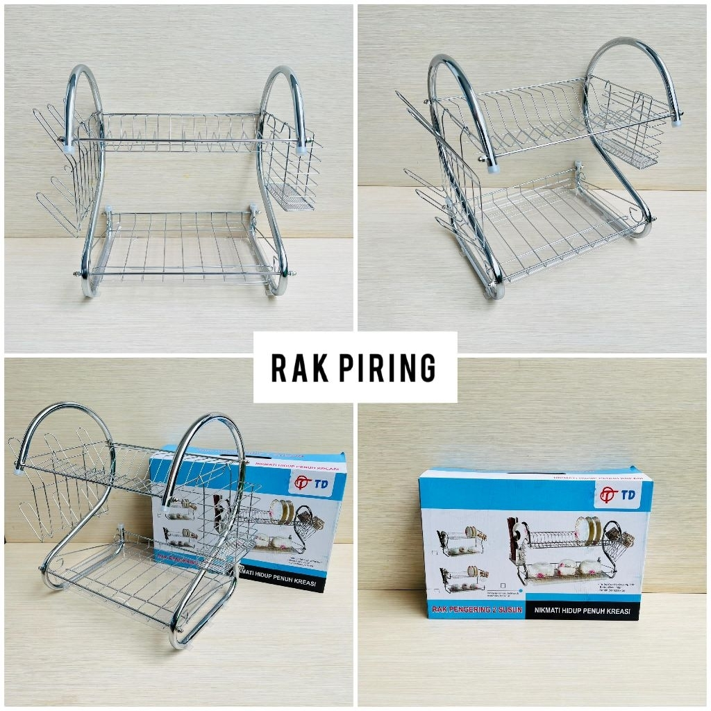 RAK PIRING STAINLESS TD JUMBO Minimalis Rak 2 Susun Tingkat Rak piring serbaguna mini