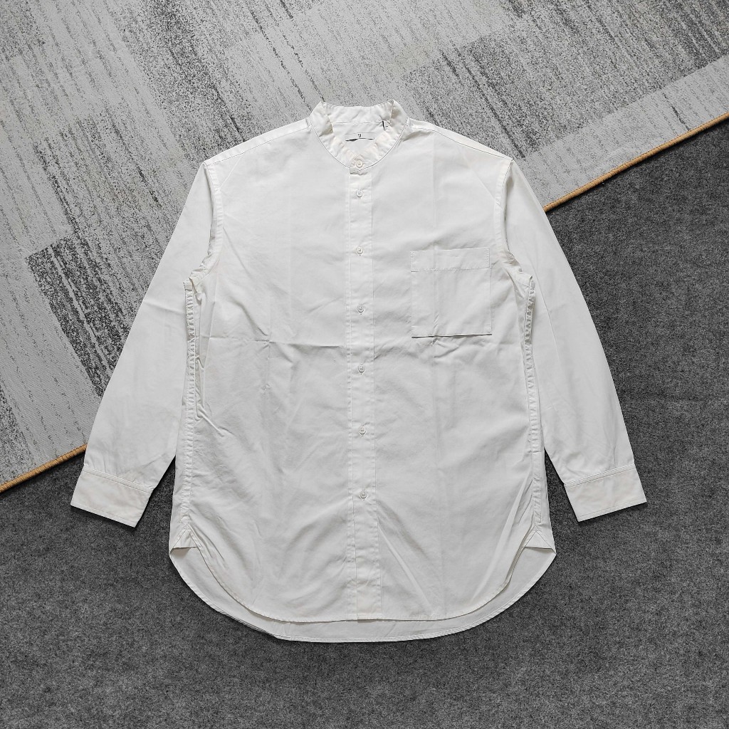 Uniqlo x Jil Sander J+ Supima Cotton Oversized Stand Up Collar Shirt Kemeja Shanghai White