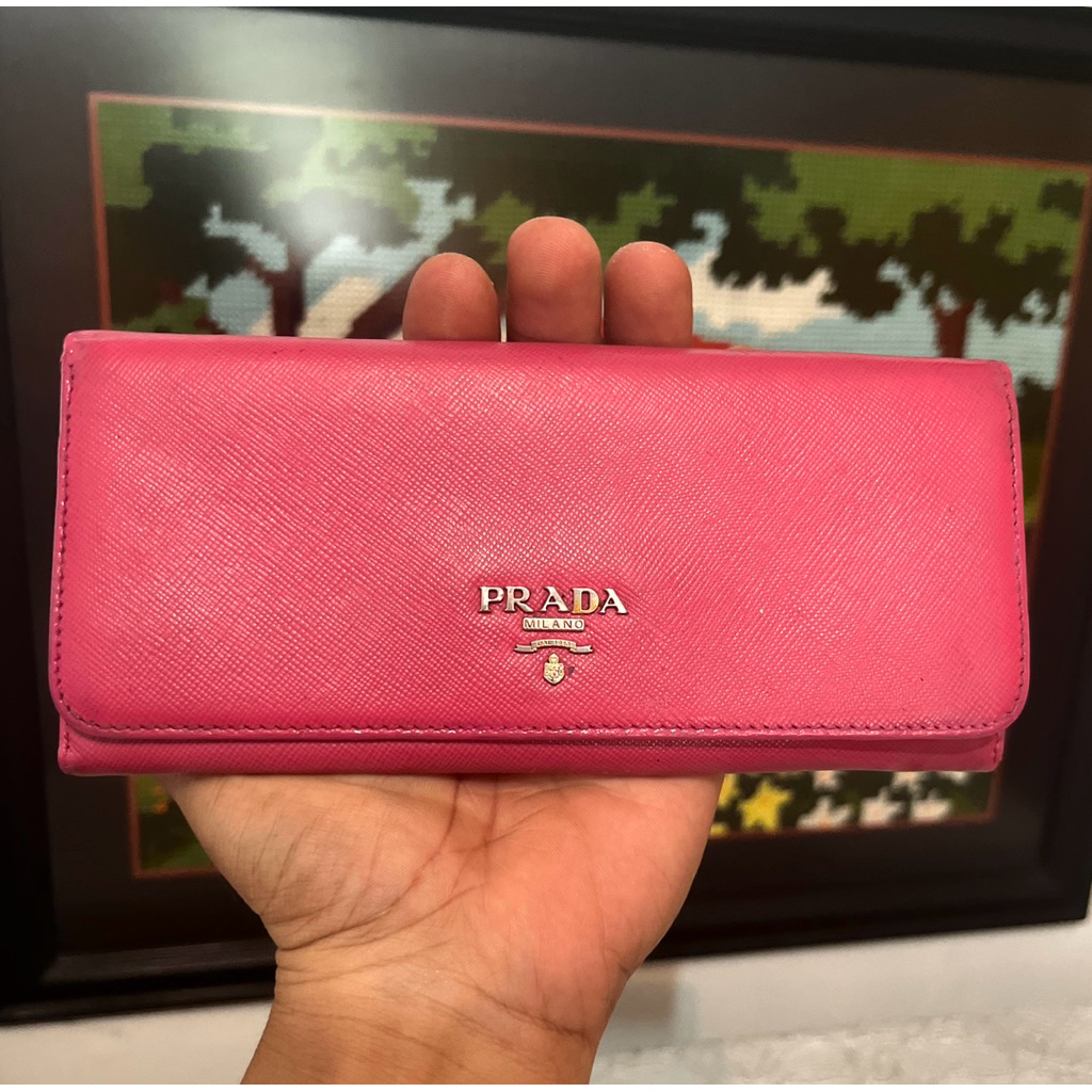 Tas Dompet Long Wallet Prada Saffiano Pink - Original Authentic