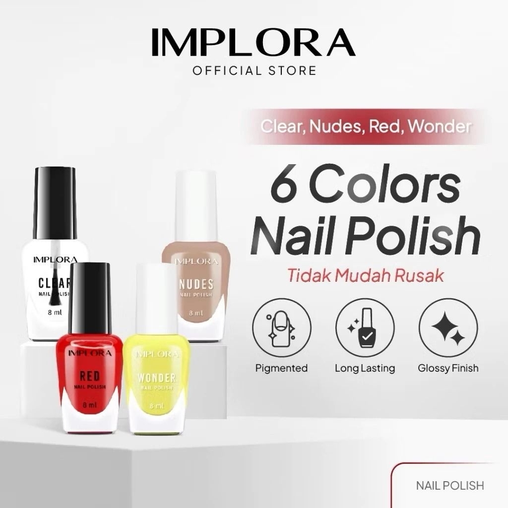 Implora Nail Polish Kutek Original BPOM | Cat Kuku Halal Warna Cantik Tahan Lama