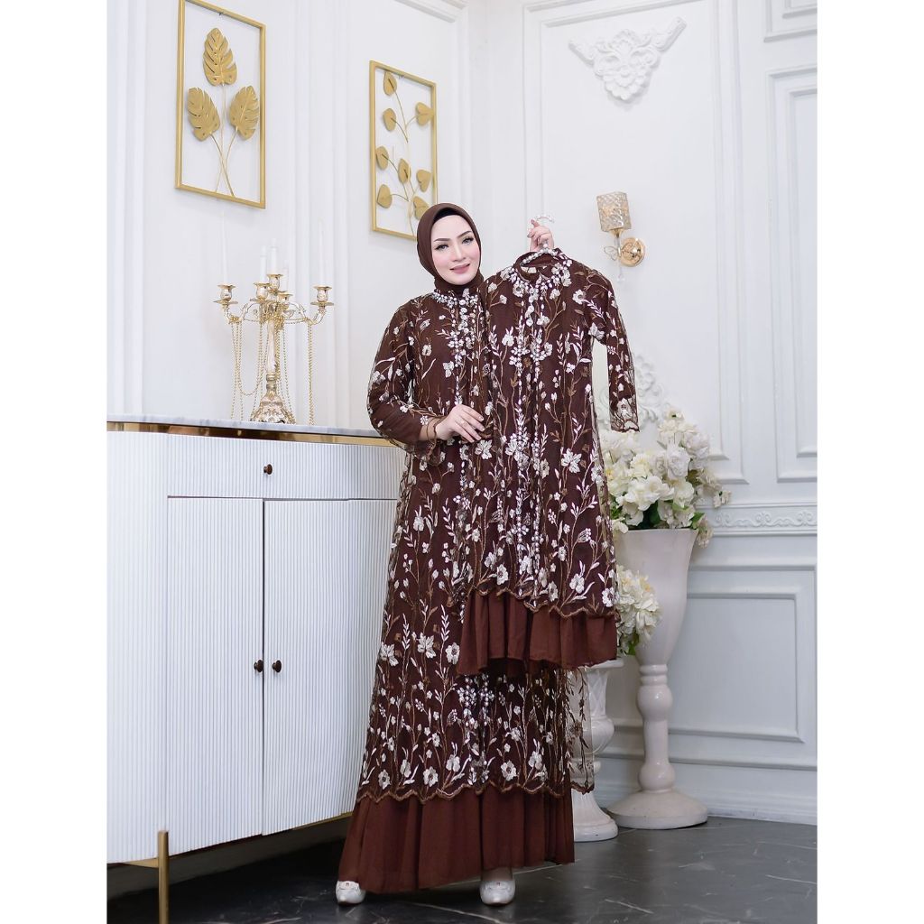 QD. EVIOLA COUPLE 2 ORIGINAL GAMIS COUPLE BRUKAT TILLE IBU DAN ANAK GAMIS IBU ANAK MODERN GAMIS PEST