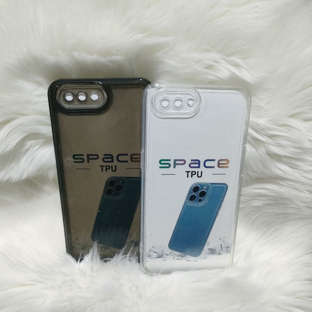 SoftCase Oppo A1K Silikon Casing Space Tpu Original Clear Bening Transparan Black Hitam