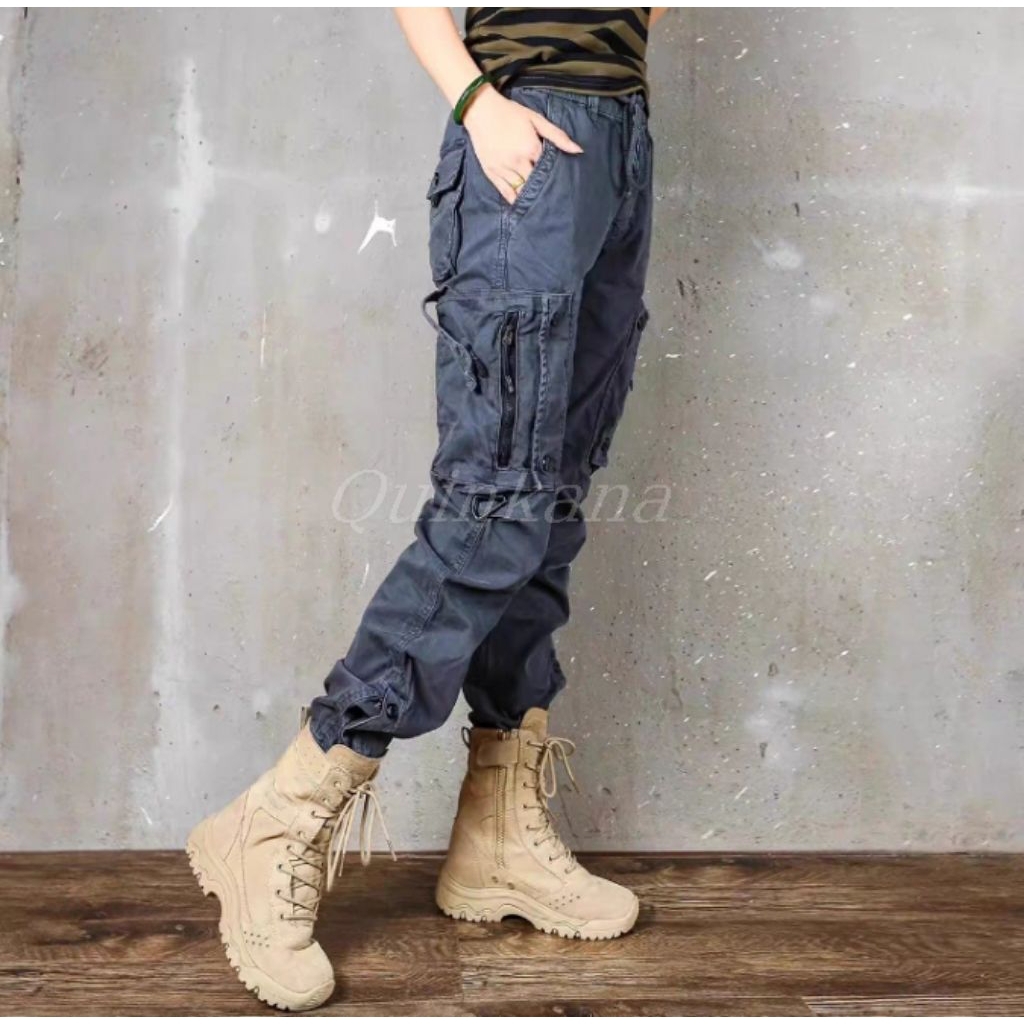 JUMBO CUSTOM Celana Jogger Cargo Slim fit pria wanita outdoor