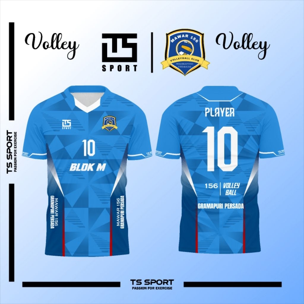 Kaos Jersey Voli Full Printing Gratis Tambah Nama Nomor Logo Sponsor