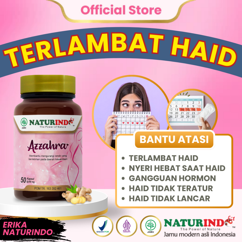 AZZAHRA Herbal Terlambat Haid 1 2 3 Minggu Pelancar Haid Telat Haid Telat Menstruasi NATURINDO