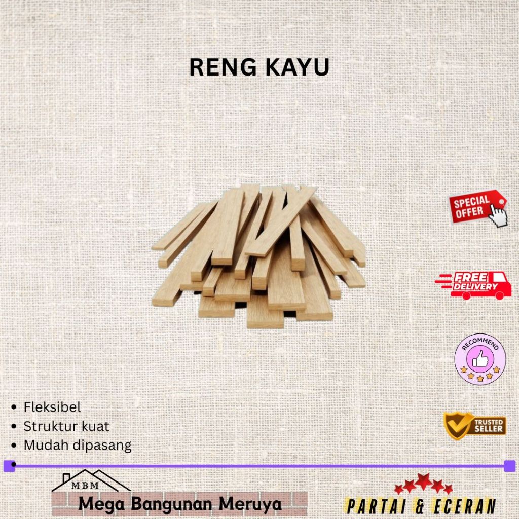 KAYU RENG 3X4 meranti campur 4MTR