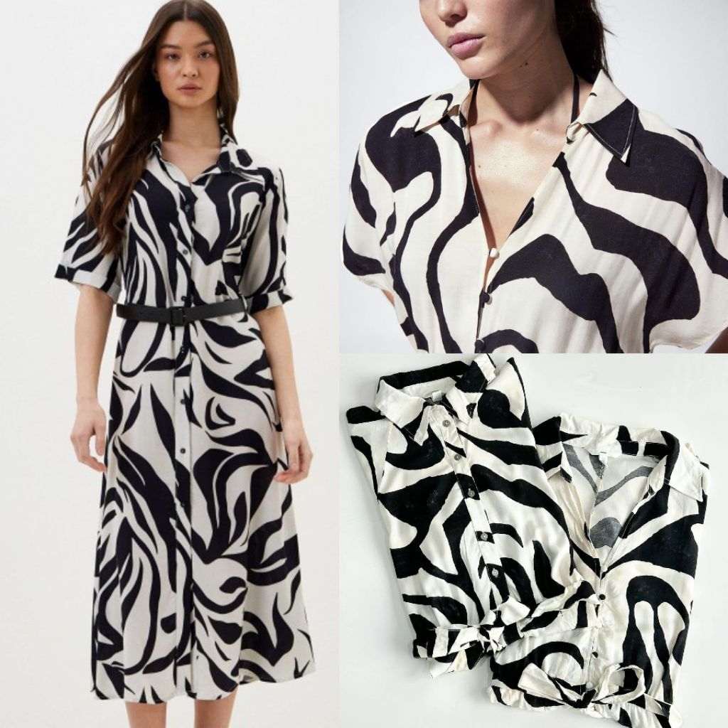 Hm Black abstrak belt dress @185