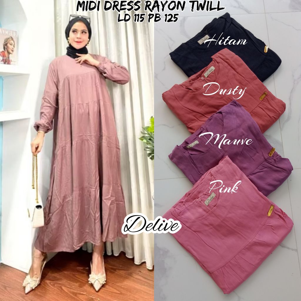 Midi Dress Rayon Twill//Midi Dress Polos//midi dress rayon twill polos//homey dress rayon