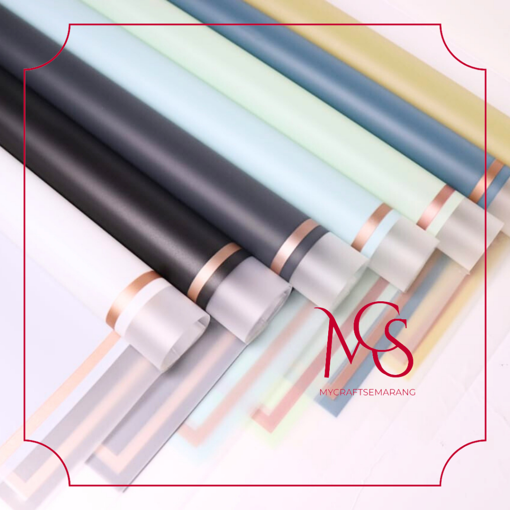 Cellophane Kertas Buket Gold Frame Transparan