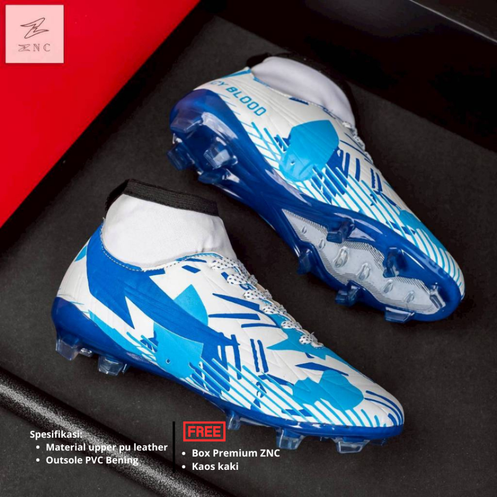 ZNC - Sepatu Sepak Bola Boot Original Asli Sol Bening Motif Keren Kekinian Lokal Bandung
