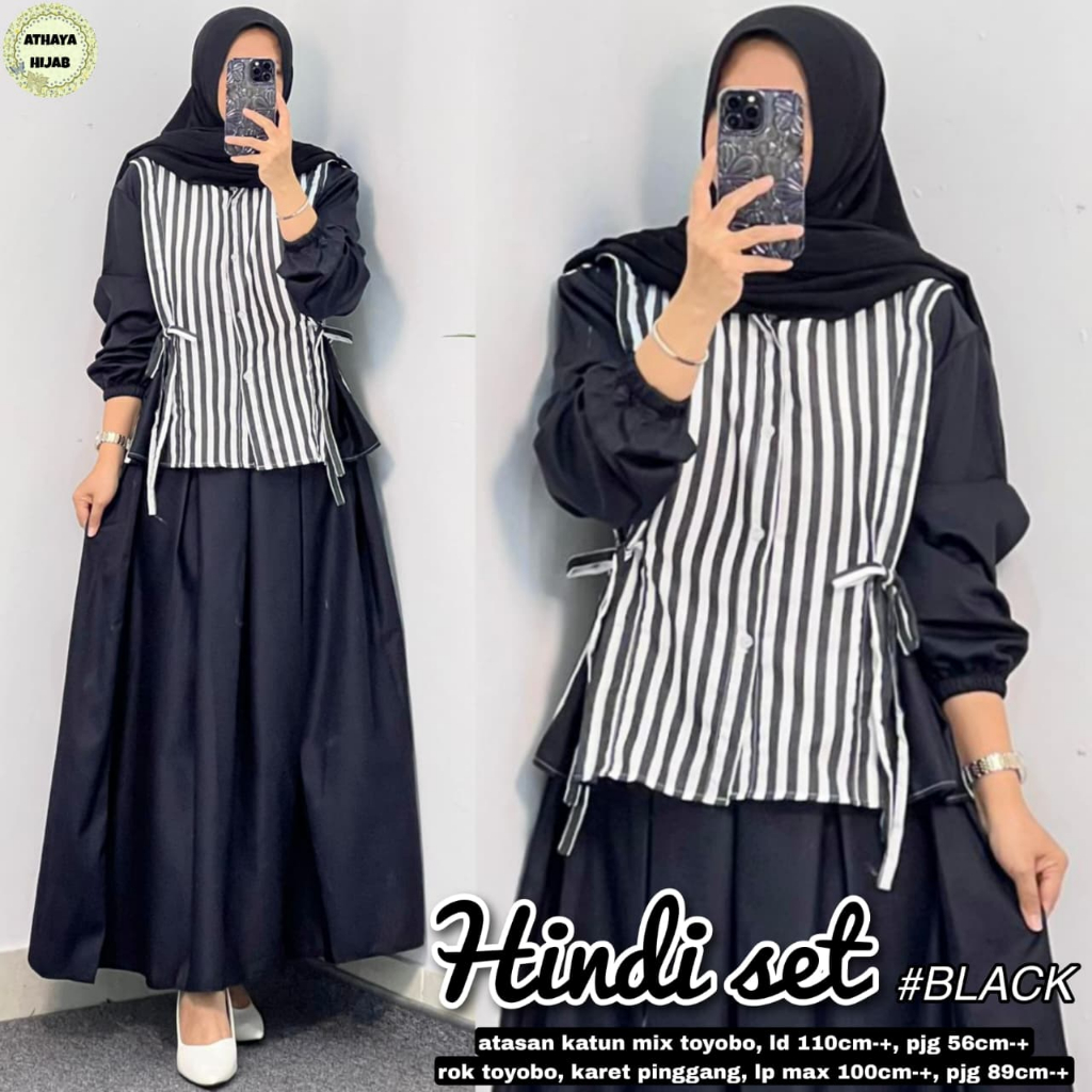 Hindi Set Original Athaya Hijab Hindi Athaya Cotton Mix Toyobo Atasan Rok Hindi Athaya