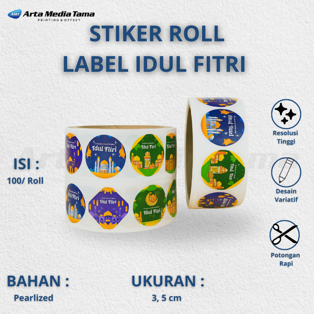 (ISI 500PCS / ROLL) STIKER CUSTOM ROLL LABEL TOPLES | KEMASAN UK 3,5 cm l STICKER CUSTOM