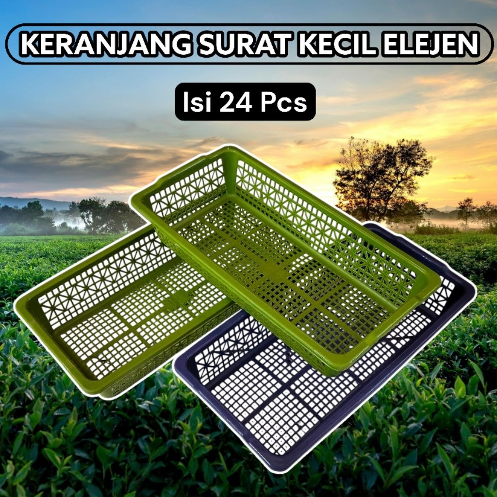 ( Isi 24 pcs ) Keranjang surat plastik kecil elegen segi panjang / tempat surat plastik / wadah sura
