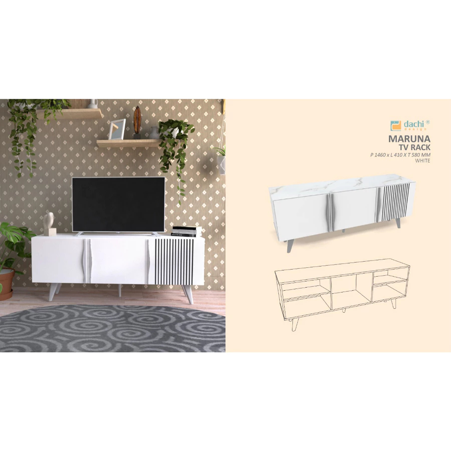 Rak tv minimalis Putih MARUNA DACHI Meja tv Bufet TV KHUSUS BOGOR KURIR TOKO