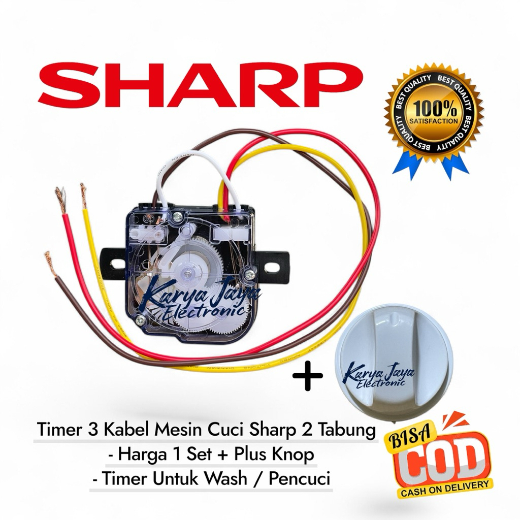 Timer Wash 3 Kabel Mesin Cuci Sharp + Knop 1 Set / Timer Mesin Cuci Sharp 3 Kabel