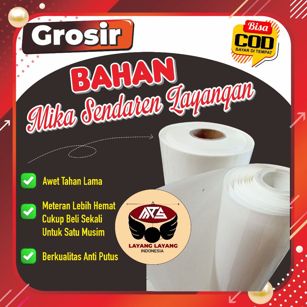 Bahan Mika layangan Putih Susu 0,10MM 0,15 mm -0,20MM  5 M X1 METER || mika dinamo || MIKA KARBON