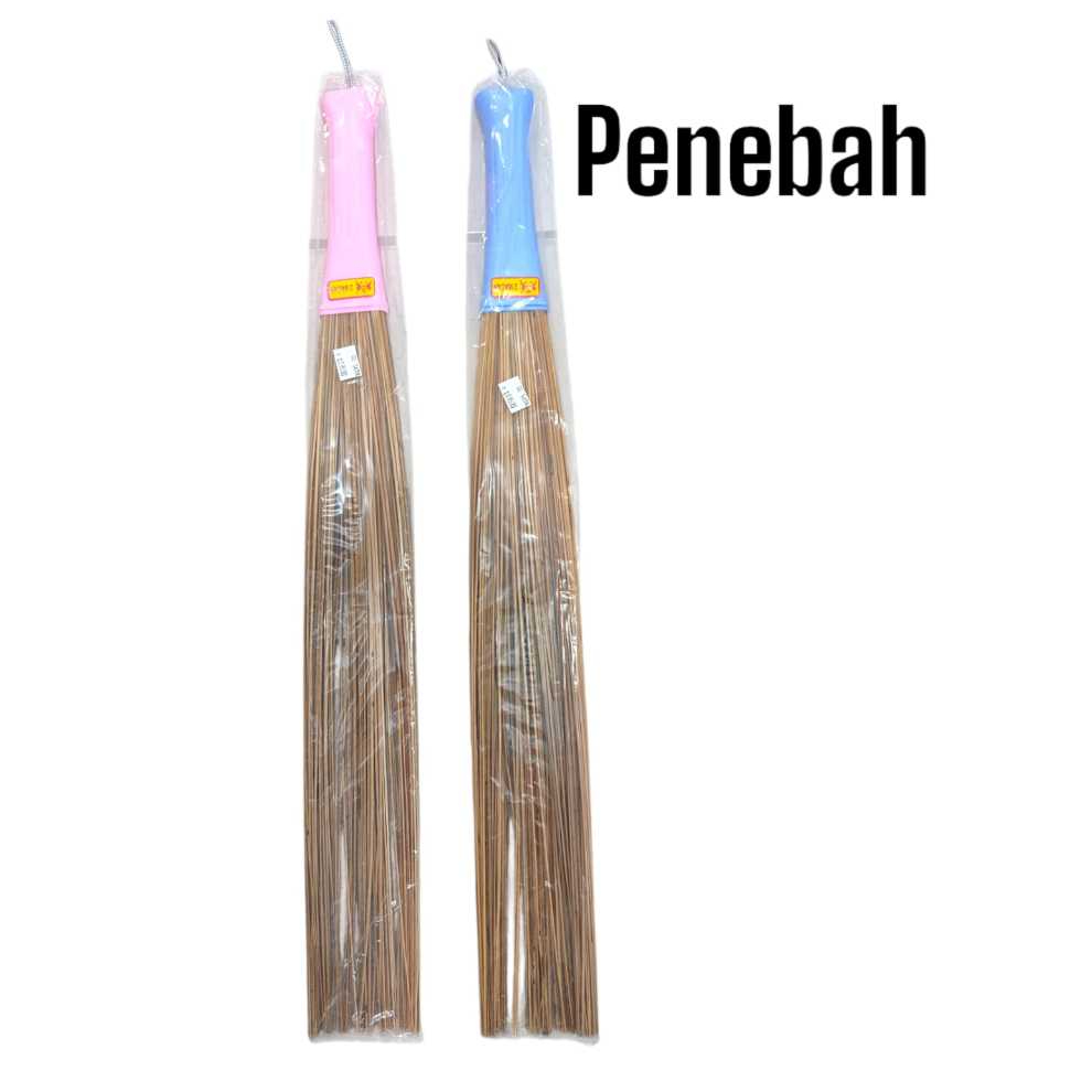 Sapu Lidi 2 Macan Asli Gagang Plastik Biru/Pink - Sapu Kasur Sapu Ranjang Sapu Matras - Toserba Gadj